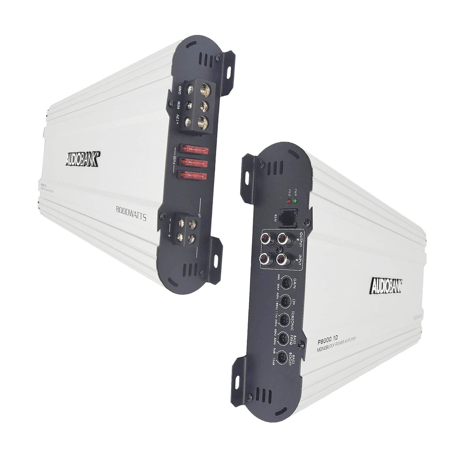 Audiobank Monoblock 8000 Watts Amp Class D 1Ohm Car Audio Stereo Amplifier Remote Turn On/Off Circuit/Heavy Duty Aluminium Alloy